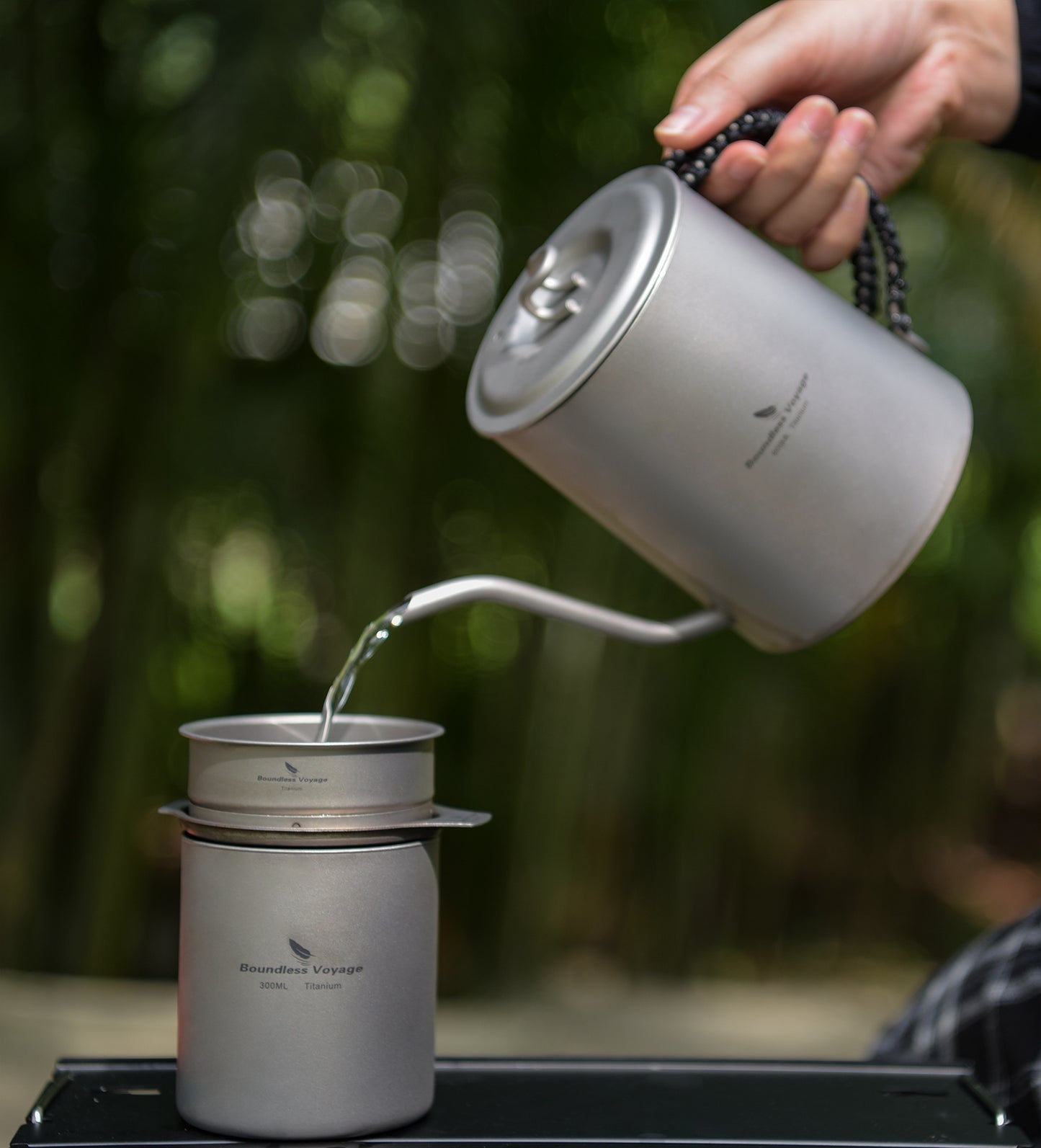 Boundless Voyage Titanium Coffee Mesh Filter + Stand M Lightweight Reusable Paperless Coffee Dripper for Outdoor Camping Travel