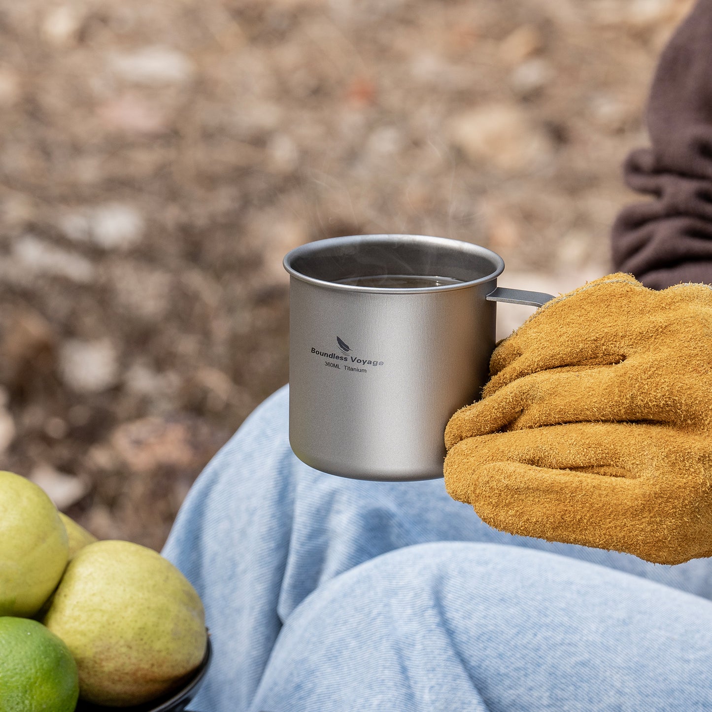 Boundless Voyage Titanium Camping Mug Cup with Lid Ultra-light Portable Hiking Backpacking Cooking Kit Picnic Tableware