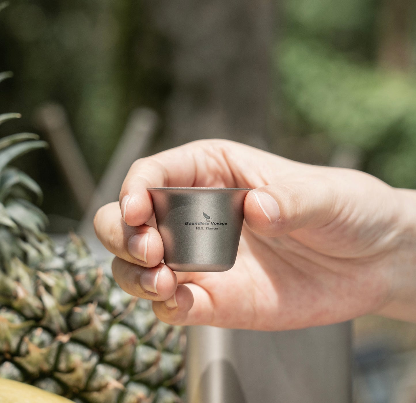 Boundless Voyage 200ml TA1 Titanium Hip Flask with Mini Cup Set – Ultralight Pocket Whiskey & Wine Bottle for Camping, Hiking & Travel