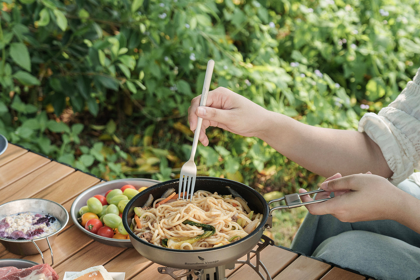 Boundless Voyage Titanium Camping Cutlery Set – Eco-Friendly Knife, Fork & Spoon | Durable Tableware for Home, Travel & Outdoor Use