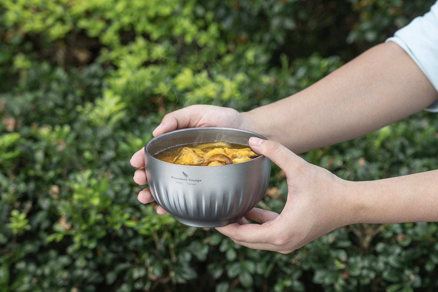 Boundless Voyage 350ml Titanium Double-Walled Bowl – Ultralight Insulated Camping Tableware for Rice, Soup & Oatmeal