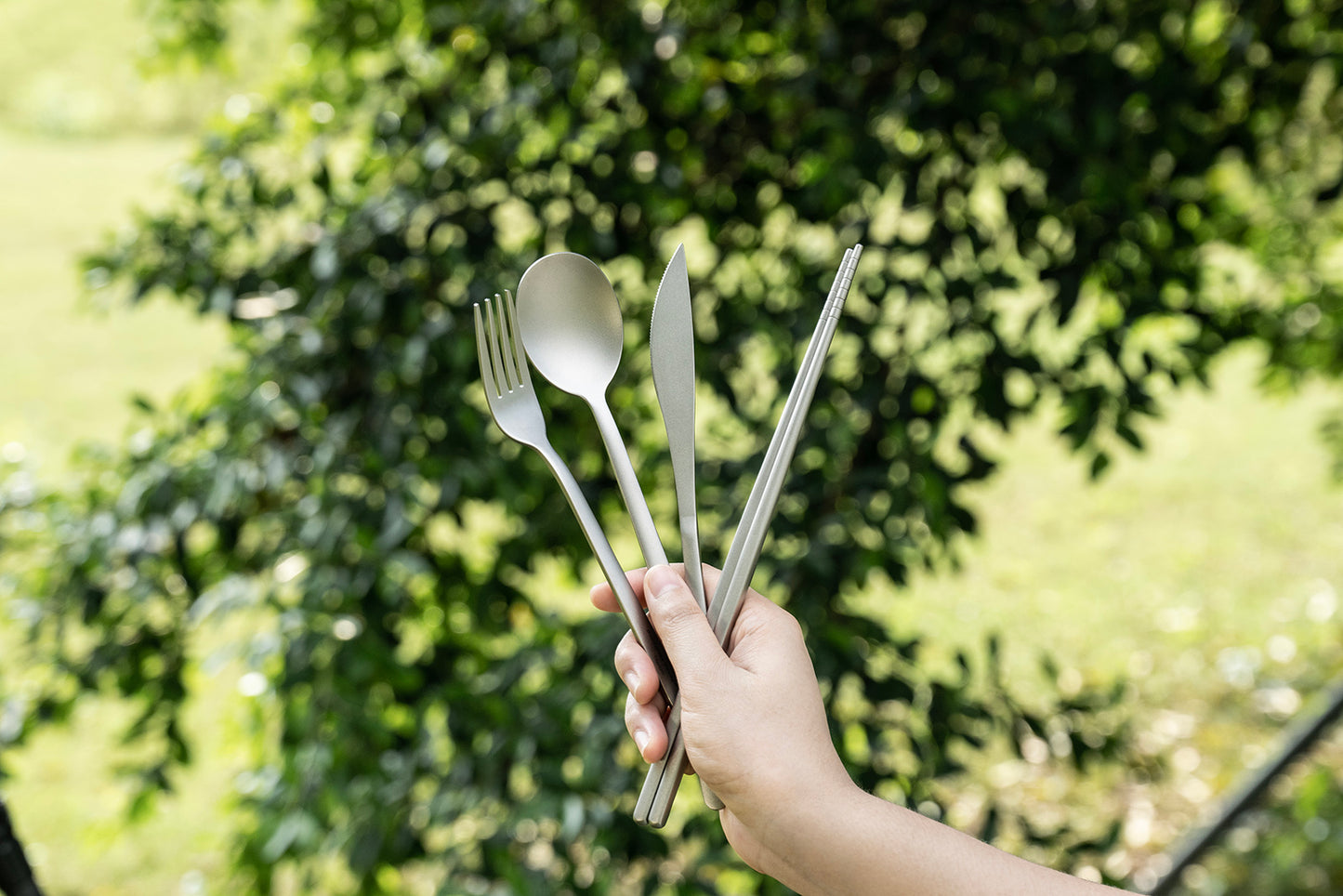 Boundless Voyage Titanium Camping Tableware Set – Eco-Friendly Cutlery & Chopsticks | Knife, Fork, Spoon for Home, Travel & Outdoor Adventures