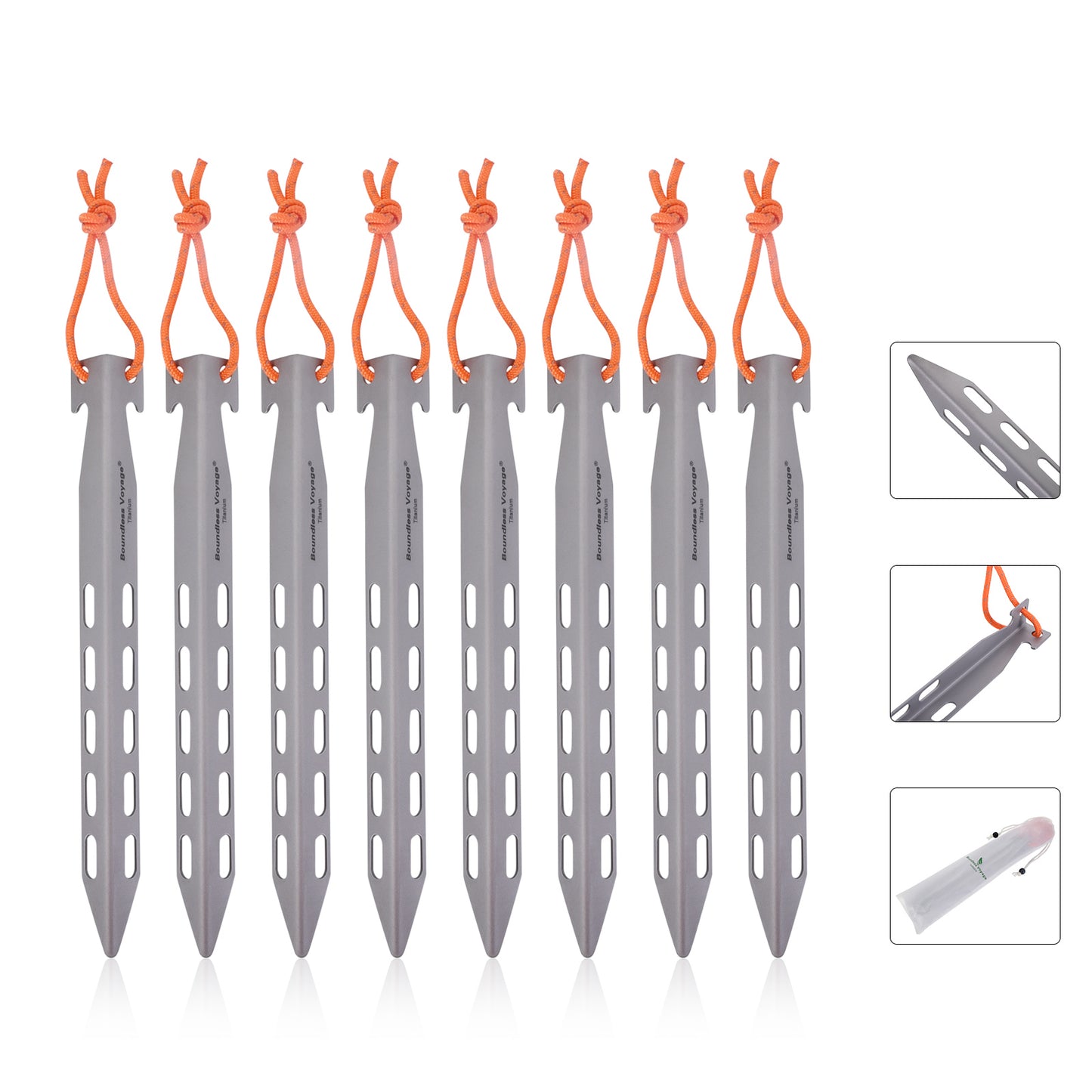 Boundless Voyage Titanium Tent Stakes Pegs Nails Outdoor Camping Ultralight Awning Canopy Accessories 8 pieces