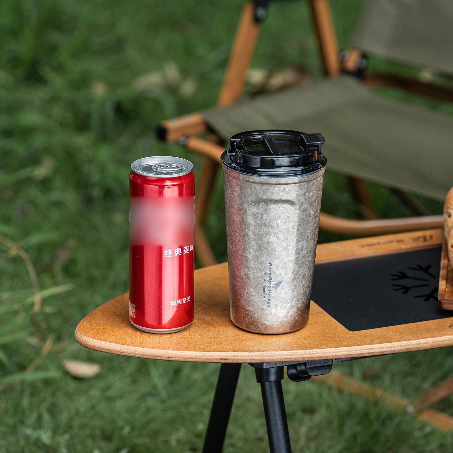 Boundless Voyage Titanium Thermos Bottle with Lid Double-Walled Insulated Water Mug 500ml