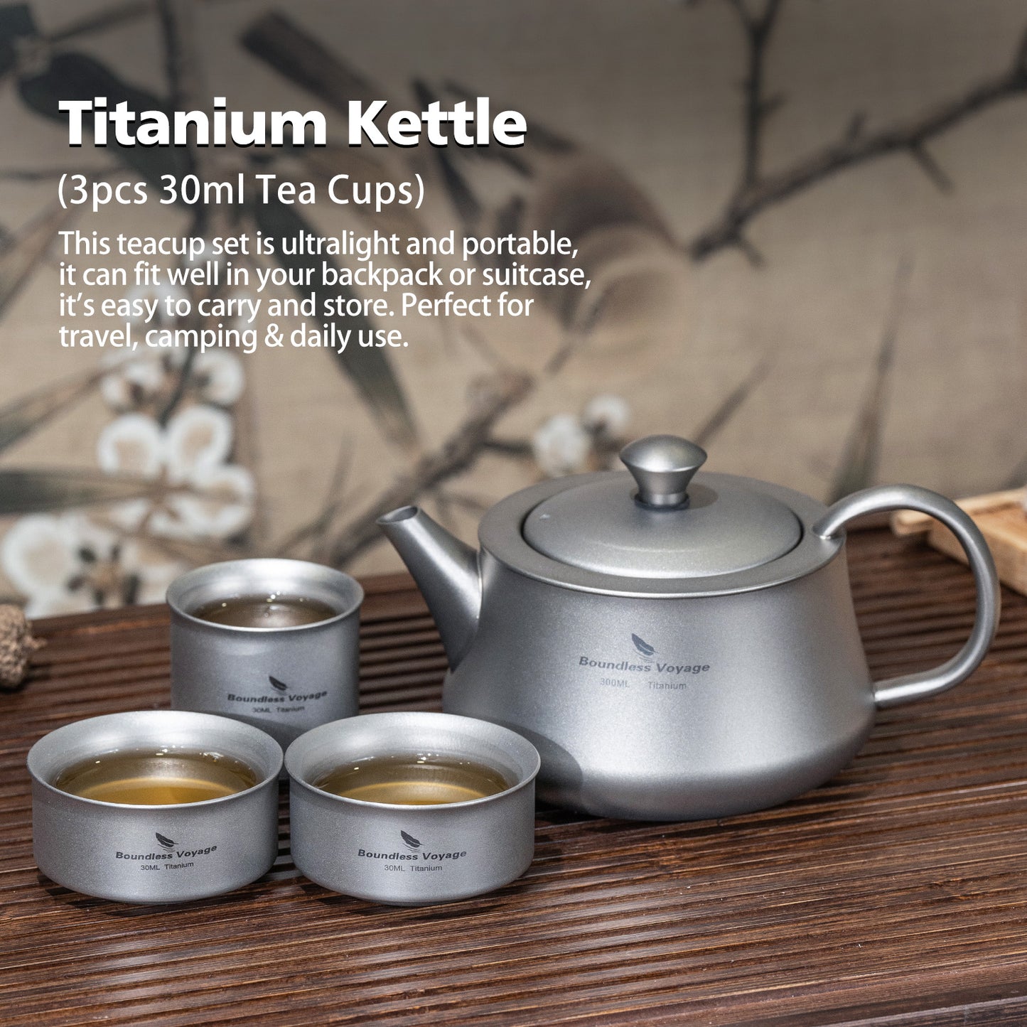 Boundless Voyage 300ml Titanium Kettle Portable Reusable Travel Coffee Tea Kettle