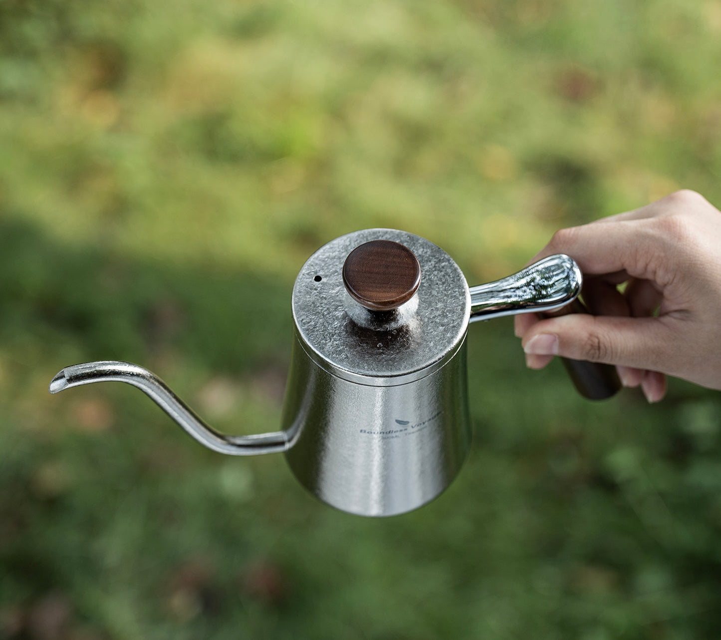 Boundless Voyage 300ml Titanium Pour Over Coffee Kettle with Beech Wood Handle – For Home, Office & Camping