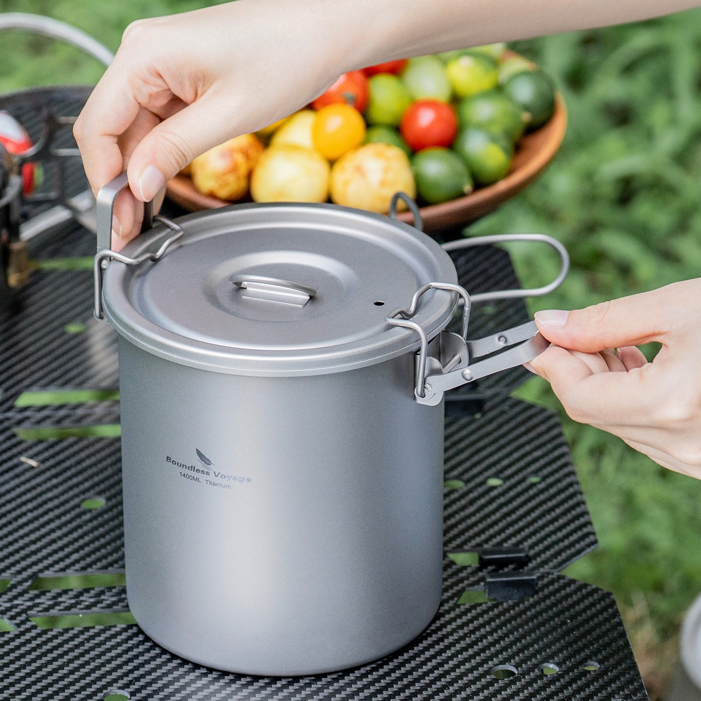 Boundless Voyage Titanium Rice Cooker Pot Ultralight Camping Cookware for Hiking & Travel