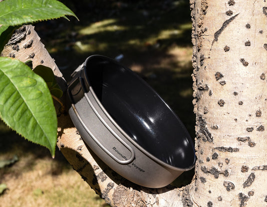 Boundless Voyage Titanium Non-stick Frying Pan with Ceramic Coating – Folding Handle | Ultralight Outdoor Camping, Picnic & Hiking Cookware | Durable, Portable & Eco-Friendly