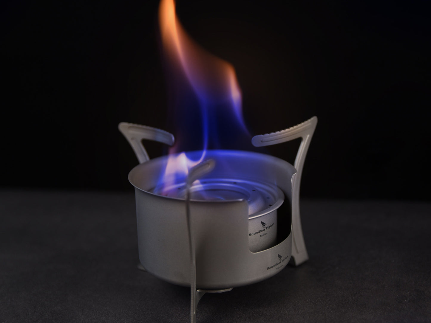 Boundless Voyage Titanium Alcohol Stove with Pot Stand – Ultralight Camping Burner Set for Backpacking, Hiking & Outdoor Cooking