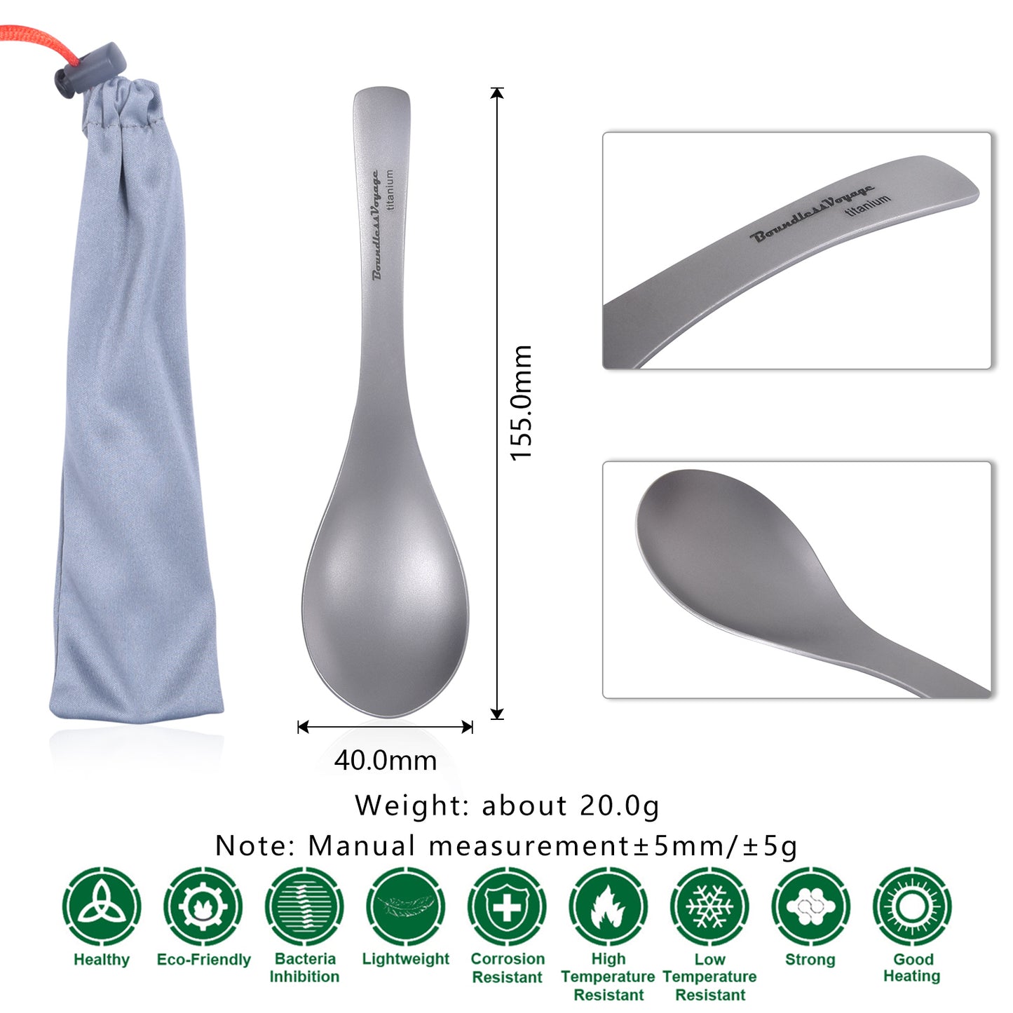 Boundless Voyage Titanium Spoon For Home Outdoor Camping Ultralight Cutlery for Soup Portable tableware