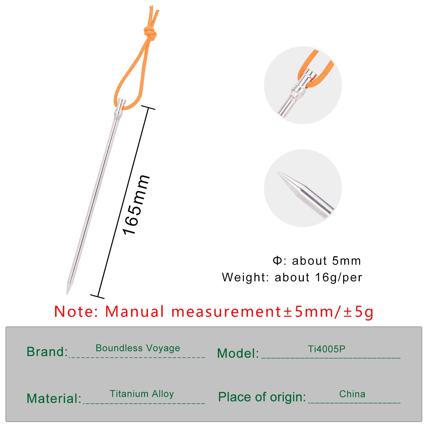 Titanium Alloy Titanium Tent Pegs 8pcs Tent Stakes Portable Tent Nails for Camping Hiking Backpacking Ultra light and stable