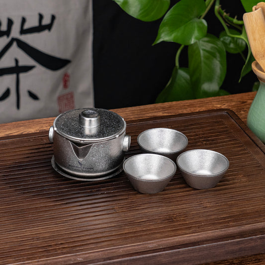 Boundless Voyage 180ml Titanium Double-Layer Tea Set | 136g Ultralight Teapot with 3pcs 30ml Anti-Scald Cups | Stackable Travel Tea Maker for Camping