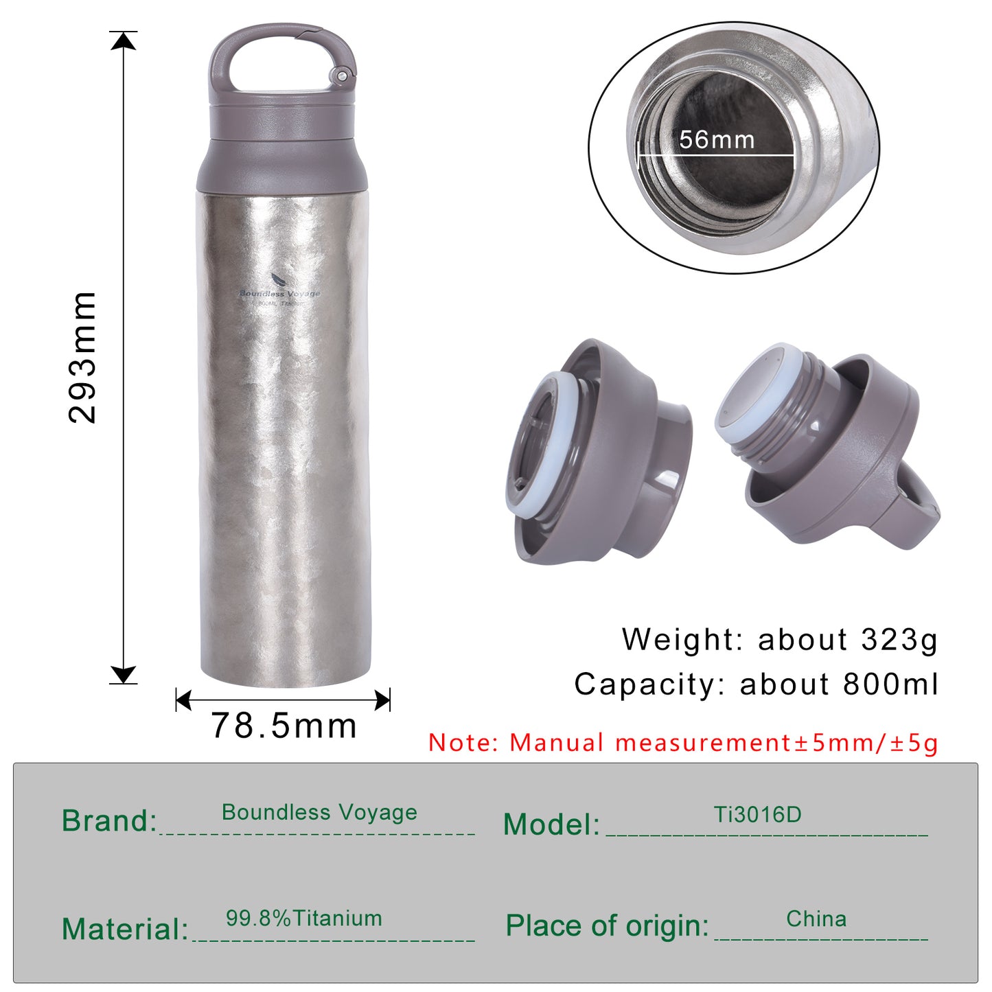 Boundless Voyage 800ml Titanium Vacuum Insulated Water Bottle | Eco-Friendly Flask with Lid Keeps Drinks Hot & Cold | Christmas & Thanksgiving Gift for Outdoor & Office