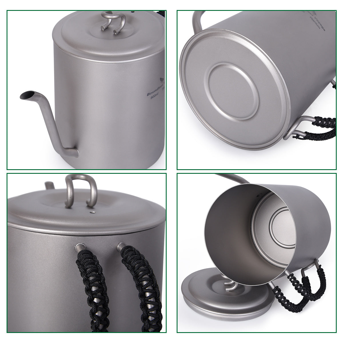 Boundless Voyage Outdoor Titanium Kettle with Anti-scalding Handle for Wine Coffee Pot fit Fire Induction Cooker