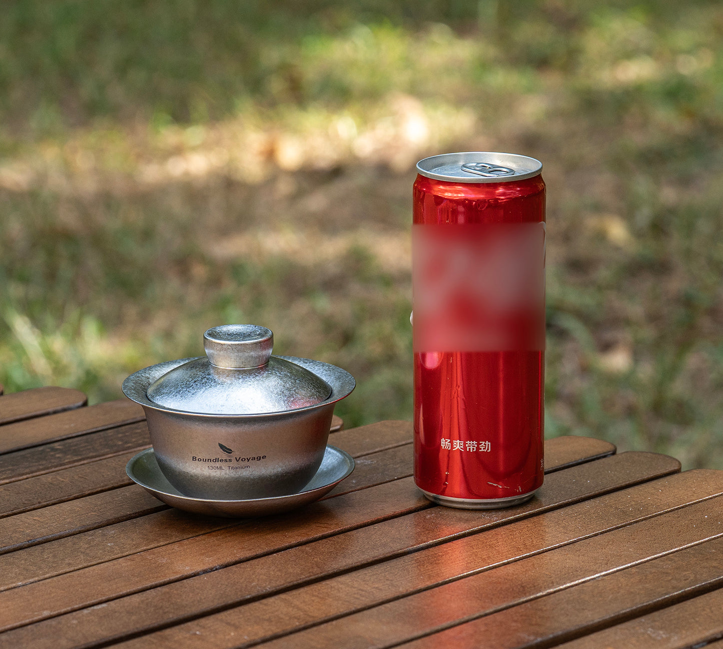 Boundless Voyage 130ml Crystallized Titanium Gaiwan Set | Ultralight 121g Chinese Kung Fu Tea Bowl | Double-Walled Anti-Scald Teacup with Lid & Saucer