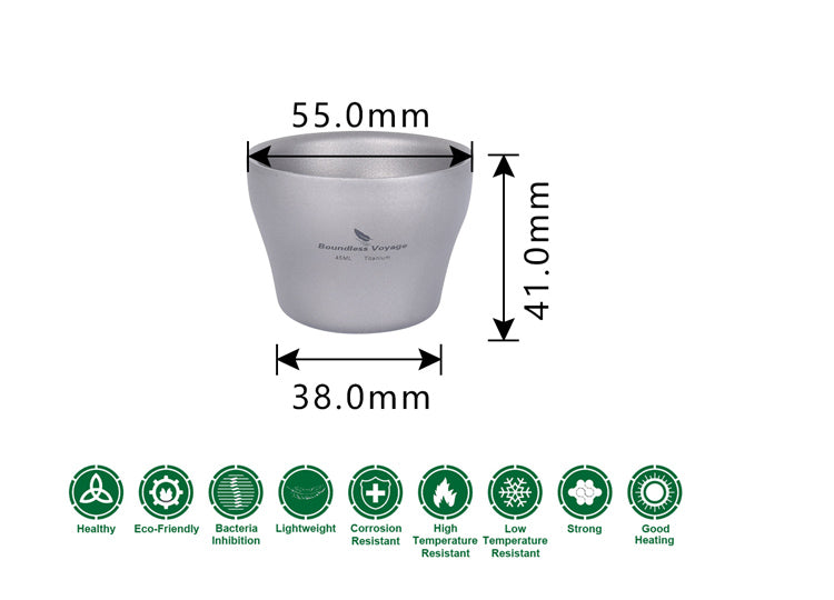 Boundless Voyage Titanium Double-walled Tea Mug with Strainer Shot Glass Outdoor Camping Portable Coffee Cup Set