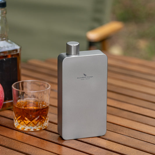 Boundless Voyage 400ml Titanium Flask – Ultra-Light Leakproof Metal Liquor Bottle with Funnel | Premium EDC Hip Flask for Camping, Travel & Gifts