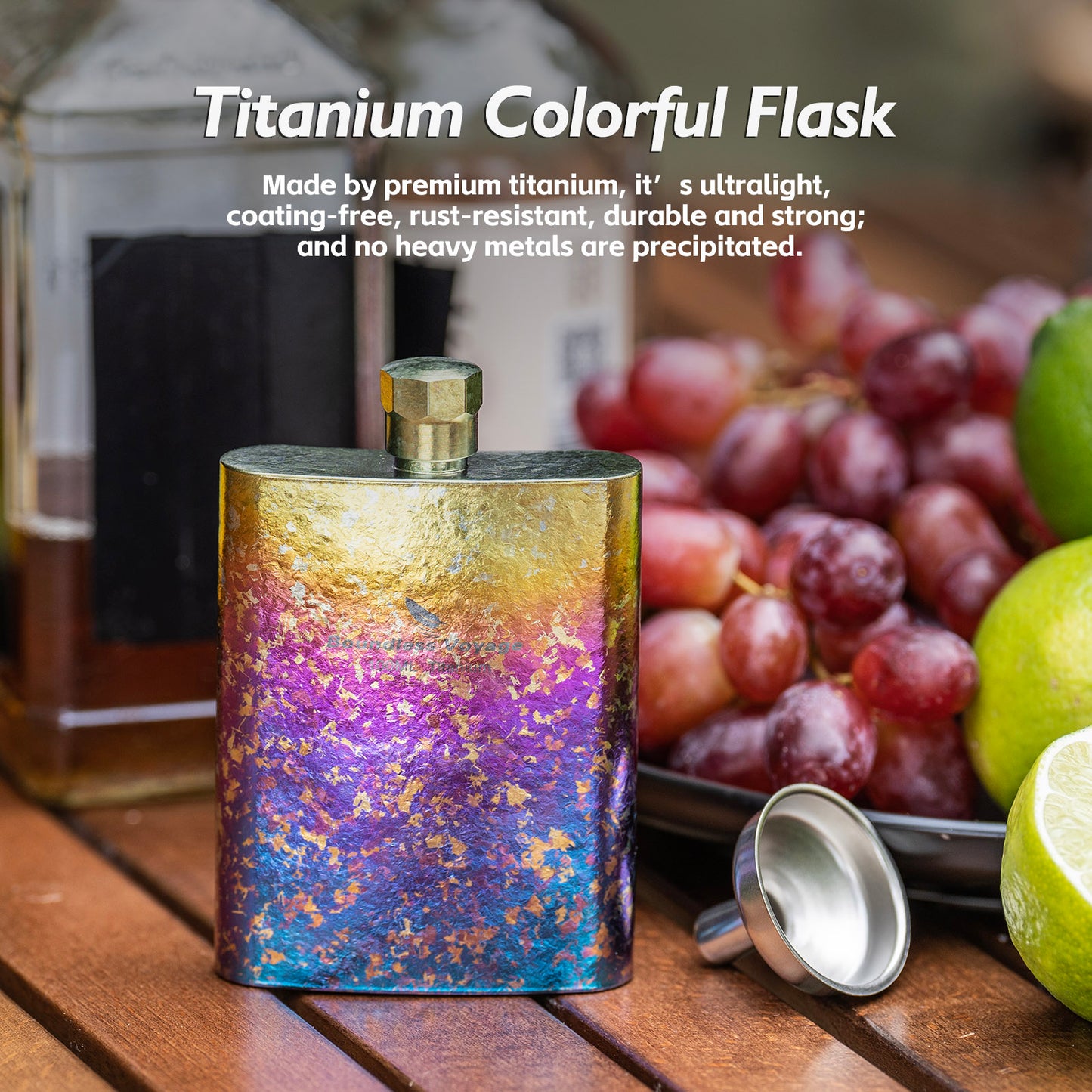 Boundless Voyage Titanium Colorful Flask Ultralight Mini Ti Flagon for Outdoor Travel Water Juice Whiskey Wine Pot Bottle 100ml