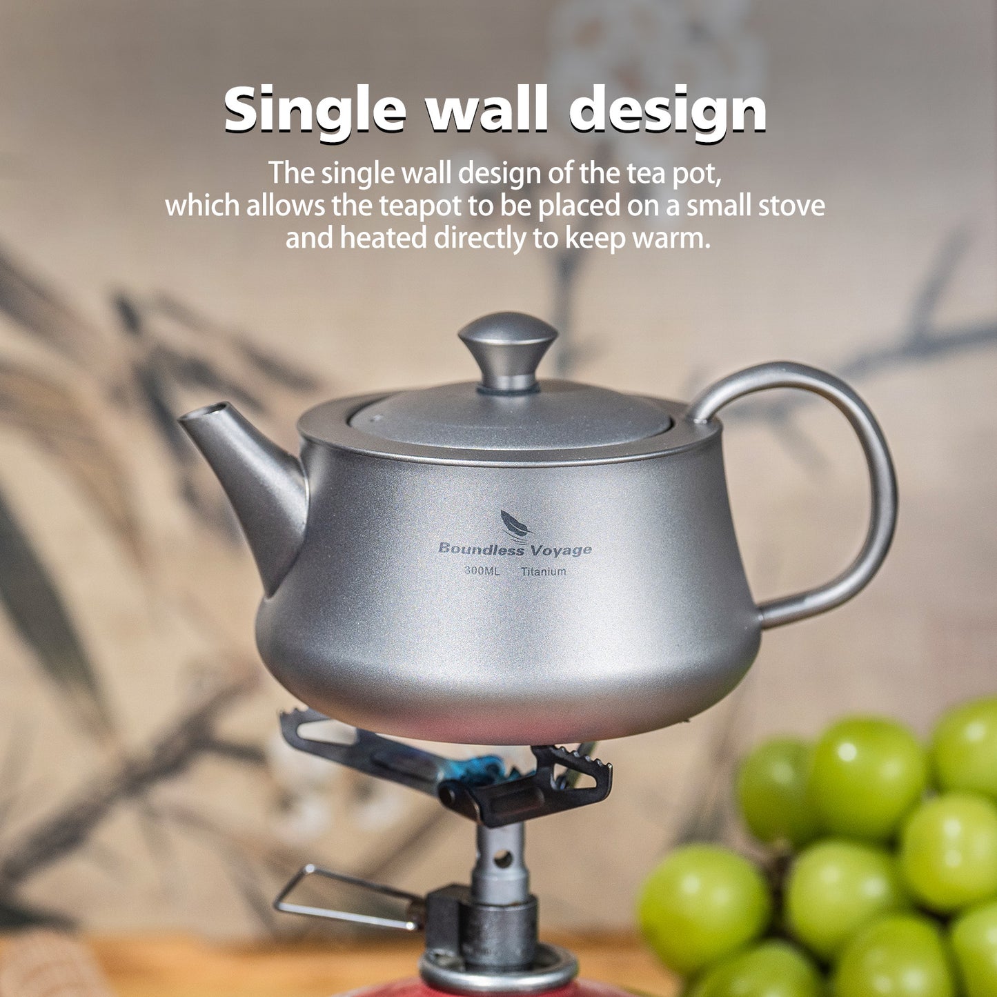 Boundless Voyage 300ml Titanium Kettle Portable Reusable Travel Coffee Tea Kettle