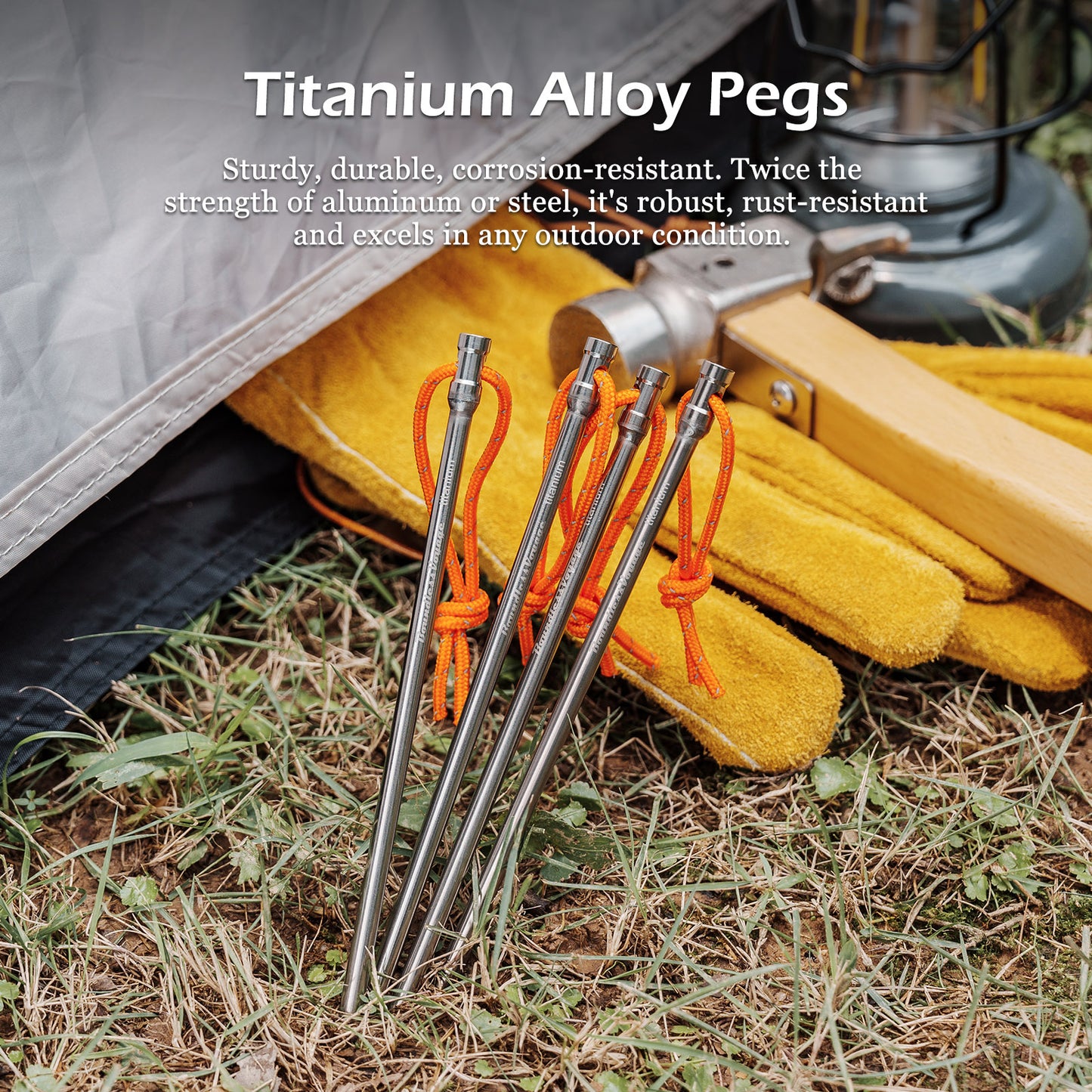 Titanium Alloy Titanium Tent Pegs 8pcs Tent Stakes Portable Tent Nails for Camping Hiking Backpacking Ultra light and stable