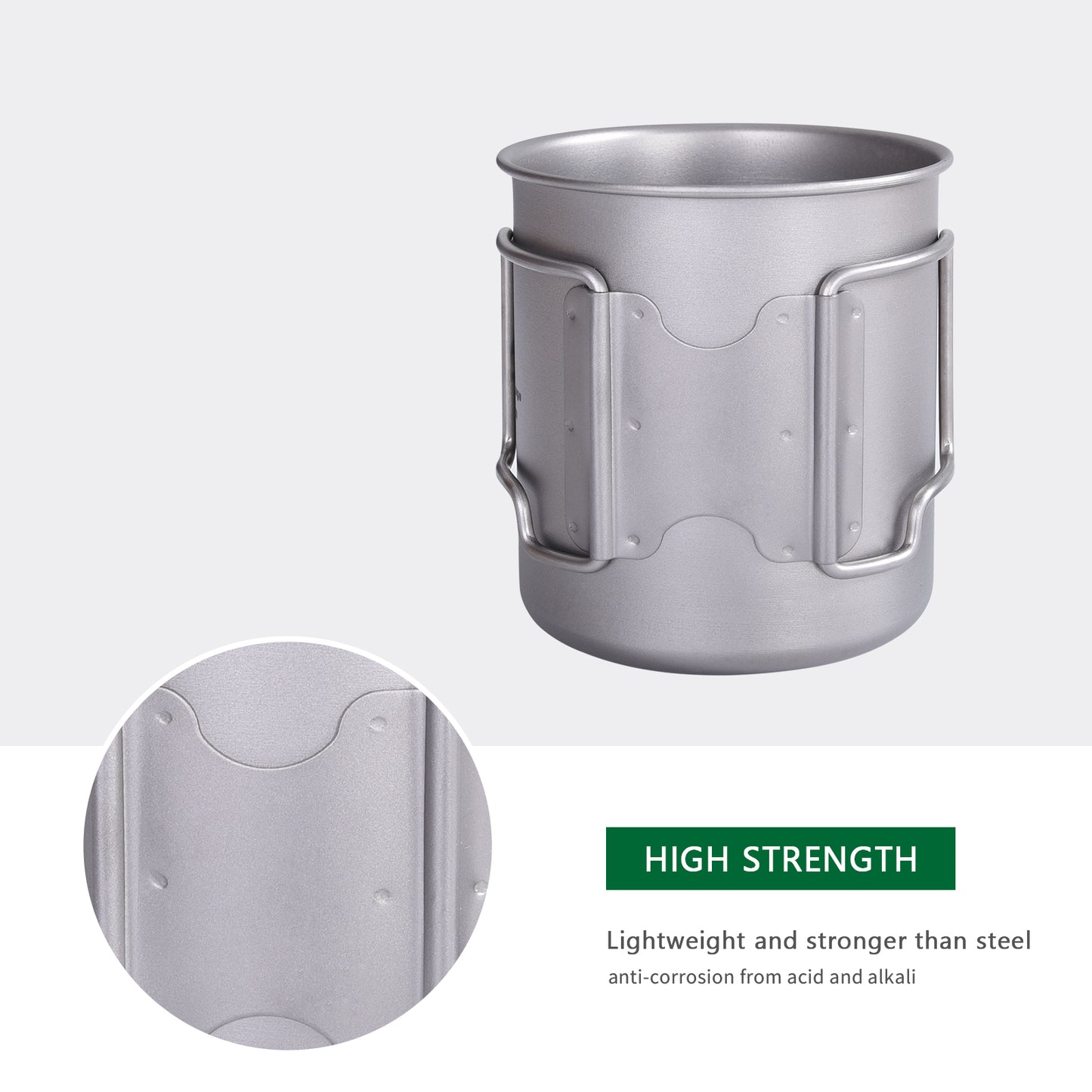 Boundless Voyage Outdoor Titanium Cup 420ml Camping Mug Foldable Handle Outdoor Hiking Ultralight Portable Water Coffee Tea Cup