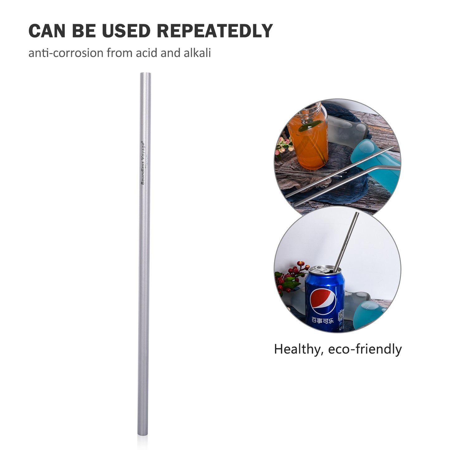 Titanium Straight Straw Reusable Ultralight Durable Eco-Friendly Metal Drinking Straw for Outdoor Camping Travel Home
