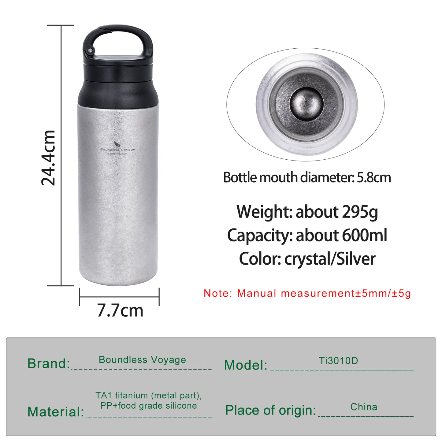 Boundless Voyage 600ml Titanium Double-Walled Cup with Lid – TA1 Insulated Travel Coffee & Tea Mug | Eco-Friendly, Portable & Reusable for Hot & Cold Beverages
