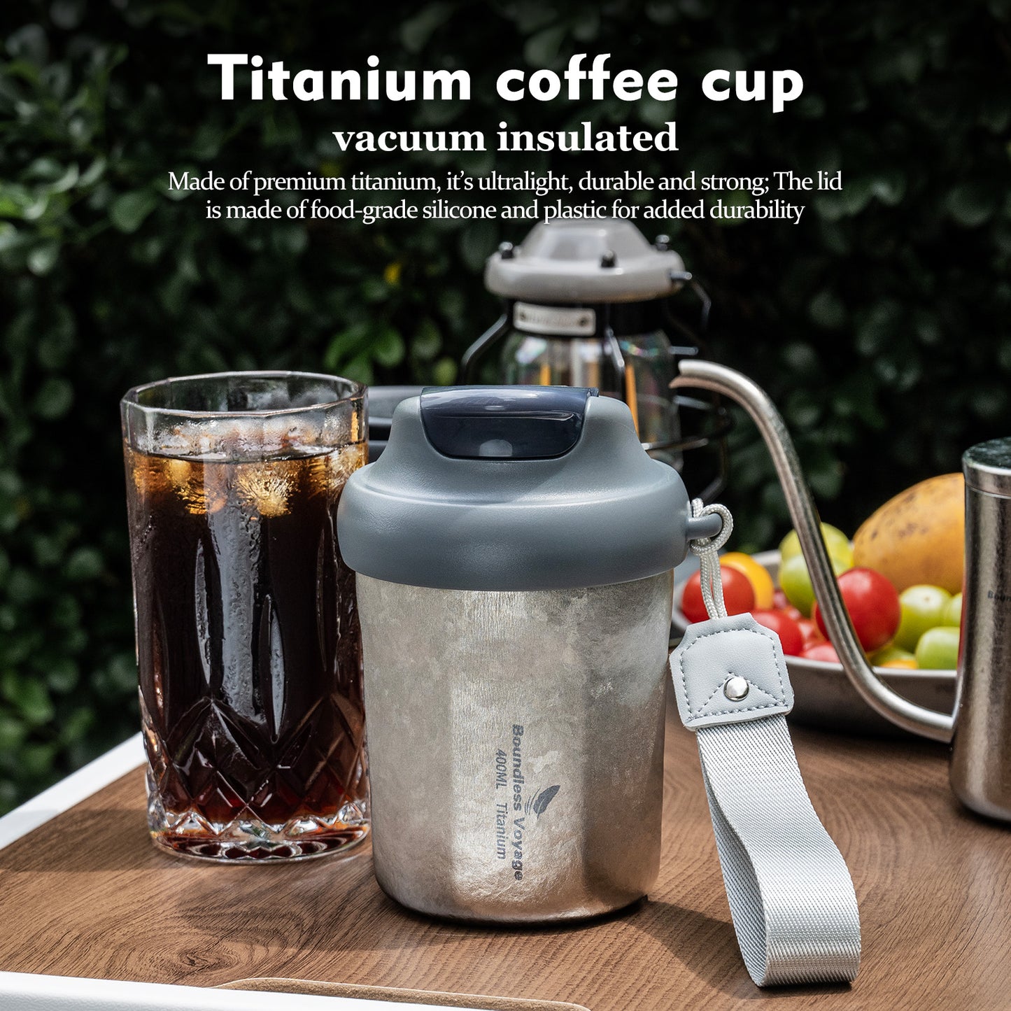 Boundless Voyage Titanium Vacuum Insulated Travel Mug – Spill-Proof Thermos Cup with Lid for Hot & Cold Coffee, Tea, Beer