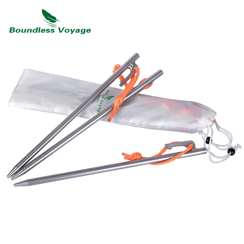 Boundless Voyage Titanium alloy Tent Stake for Outdoor Camping 40CM Tent Pegs Lightweight 6PCS