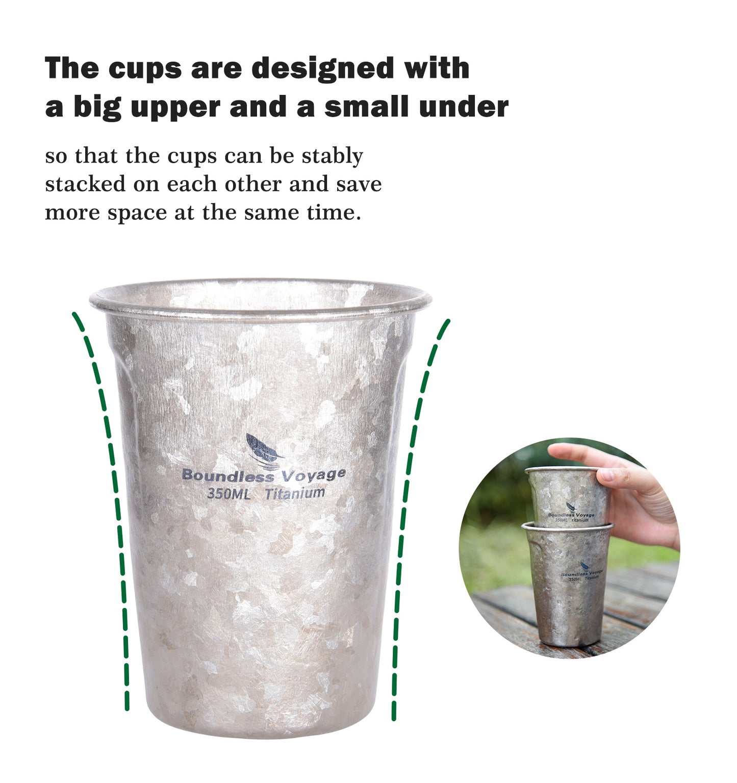 Boundless Voyage Titanium ultra lightweight for outdoor camping Travel portable coffee beer tea Cup 350ml water mug 12oz