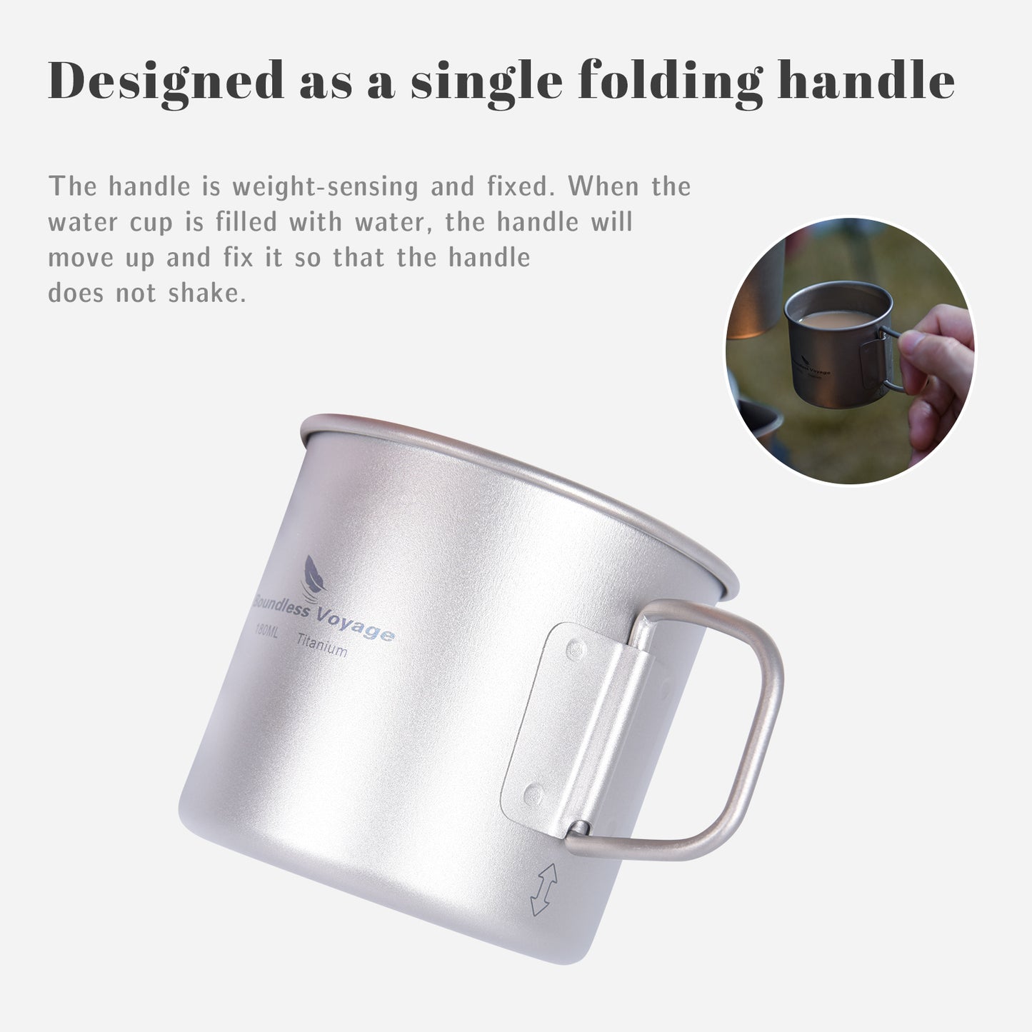 Boundless Voyage Titanium ultra lightweight 120ml and 180ml tea cup wine mug for outdoor camping coffee beer cup without lid