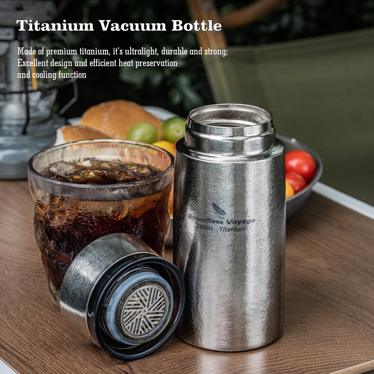 Boundless Voyage 280ml Titanium Vacuum Flask Small Insulated Bottle Portable Car Travel Coffee Tea Cup Keeps Hot or Cold Mini Sports Water Bottle for Chlid Girls
