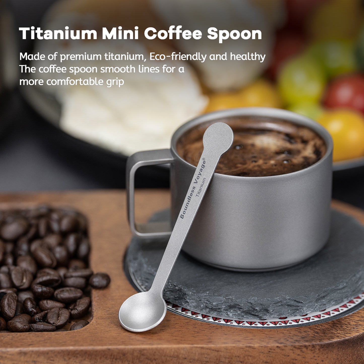 Boundless Voyage Titanium Mini Coffee Spoon , Small Spoons for Dessert,Tea, Sugar& Jam, Party Supplies