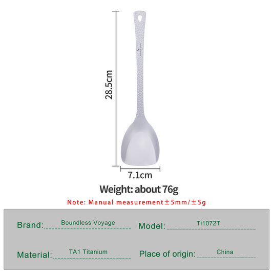 Boundless Voyage Titanium Spatula Food Turner with Embossed Handle – Lightweight Cooking Utensil for Camping, Travel & Home Kitchen