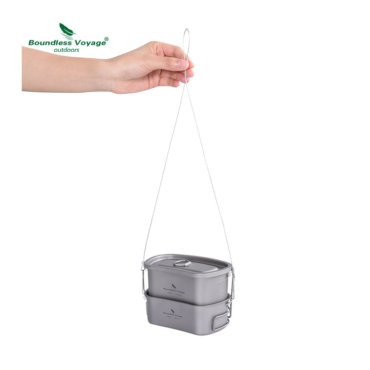 Boundless Voyage Titanium Military Titanium Canteen Set 400ml+750ml Outdoor Camping Bowl Kettle Cooking Set Mess Kit Lightweight