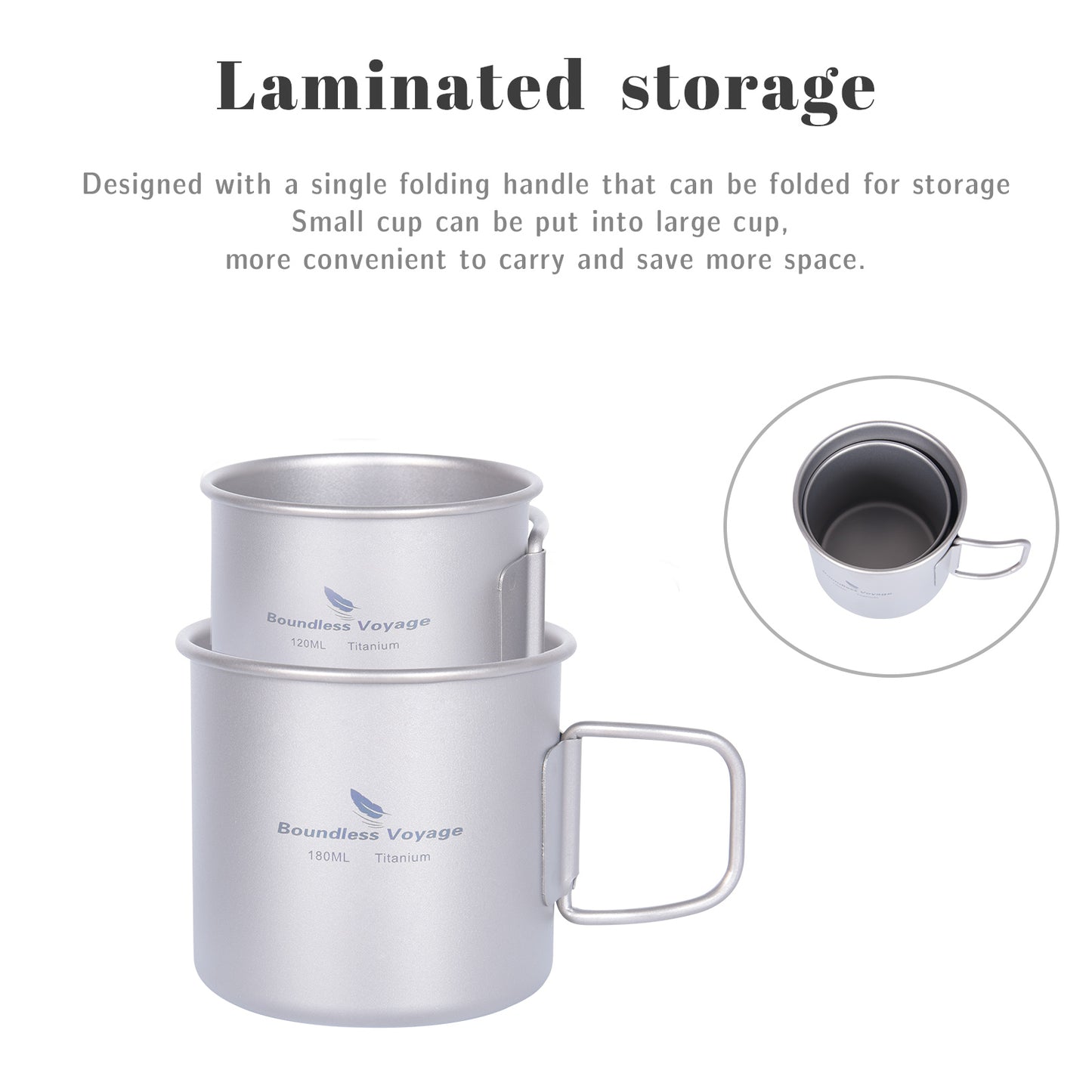 Boundless Voyage Titanium ultra lightweight 120ml and 180ml tea cup wine mug for outdoor camping coffee beer cup without lid