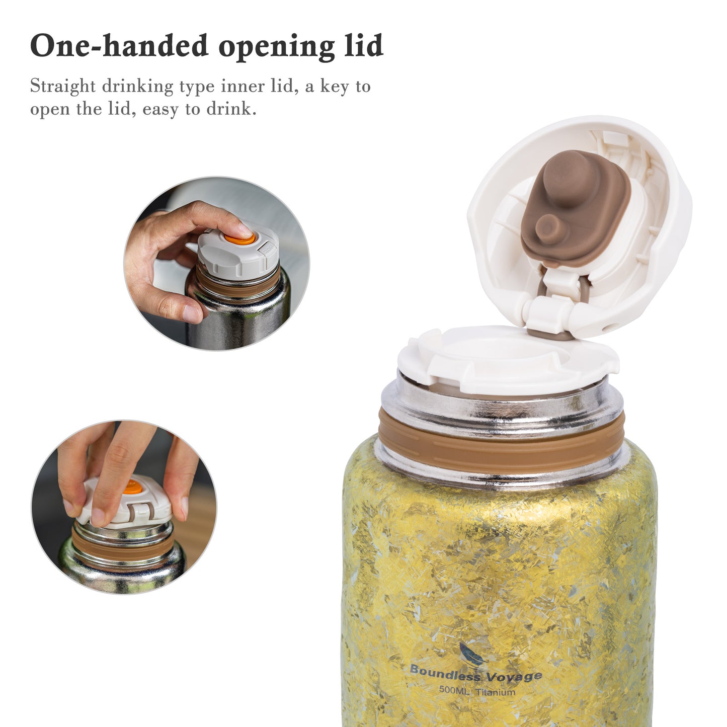 Boundless Voyage 500ML Titanium Thermos bottle with Lid Double-Walled Insulated Water Bottle Keeps Hot or Cold
