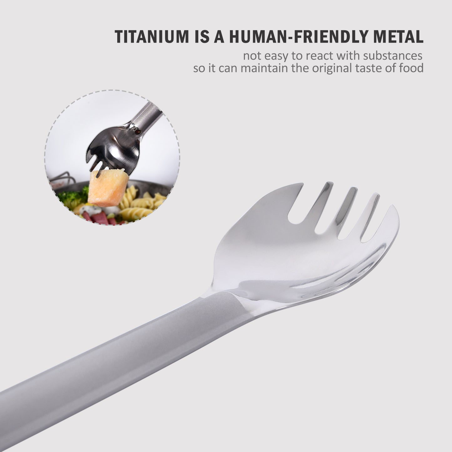 Boundless Voyage Titanium Long Handle Spork with Hook Outdoor Camping Ultralight Straight Handle Polished Cutlery Tableware