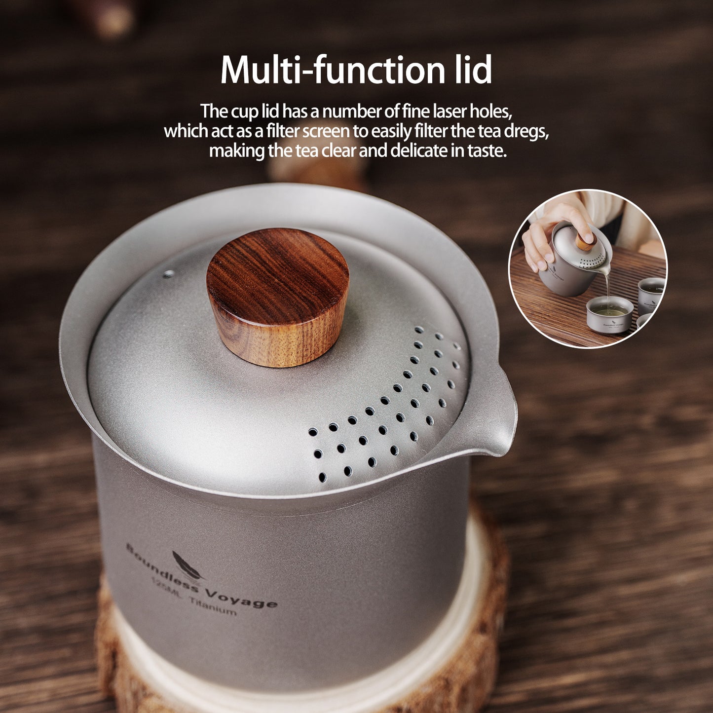 Boundless Voyage Titanium Titanium Double-Layer Tea Maker Lightweight Outdoor Camping Portable Tea tea pot
