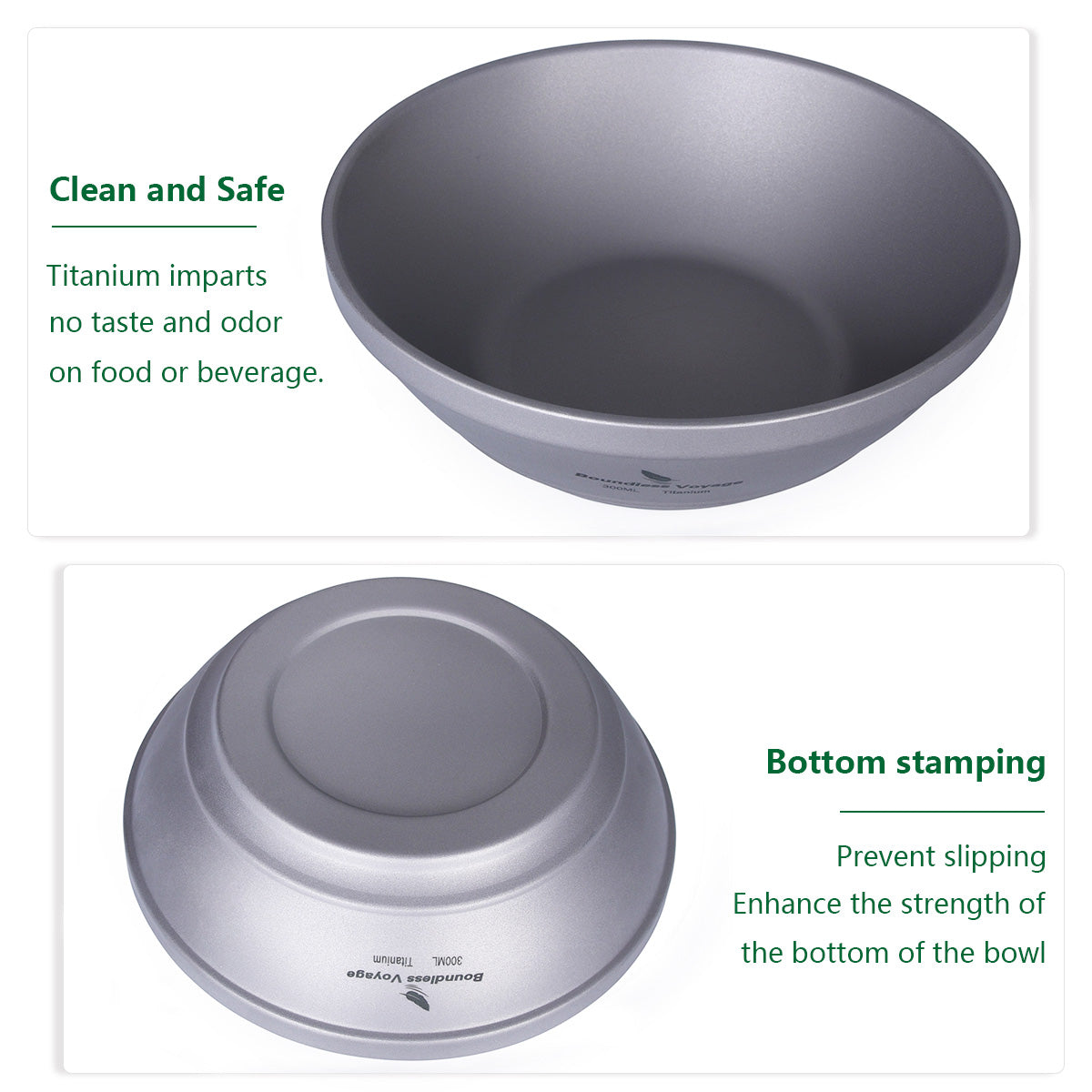 Boundless Voyage Titanium Double-Wall Bowl 300ml For Outdoor Camping Home Tableware Lightweight
