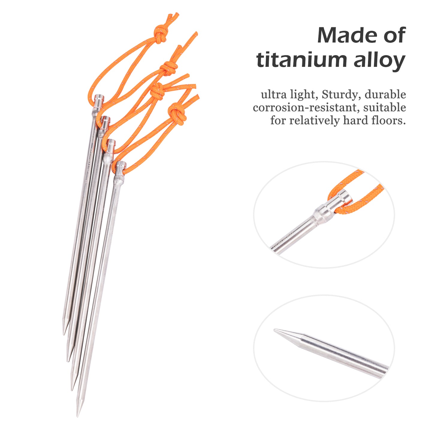 Titanium Alloy Titanium Tent Pegs 8pcs Tent Stakes Portable Tent Nails for Camping Hiking Backpacking Ultra light and stable