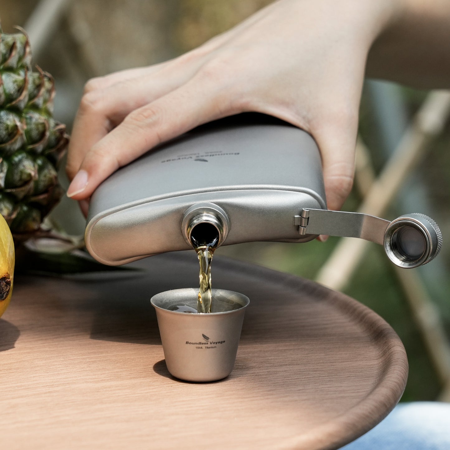 Boundless Voyage Outdoor Titanium Hip Flask with Funnel Camping Hiking Climbing Pocket Alcohol Whiskey Flask Flagon Wine Cup Mug Pot 8.5oz/250ml & 150ml Cup