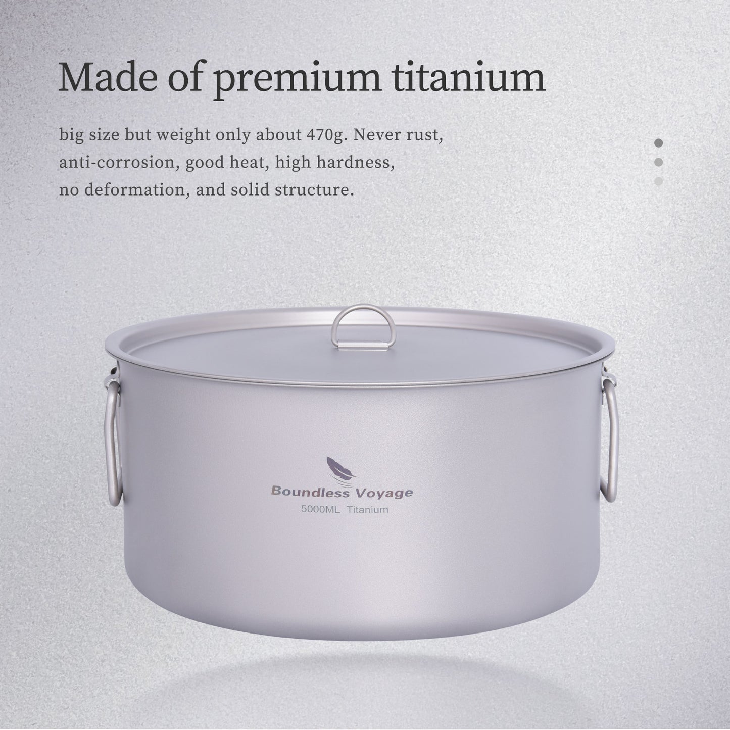 Boundless Voyage Outdoor Camping Titanium Pot 5.0L Stockpot with Lid Folding Handle Hiking Picnic Portable Big Capacity Soup Pot Home Kitchen