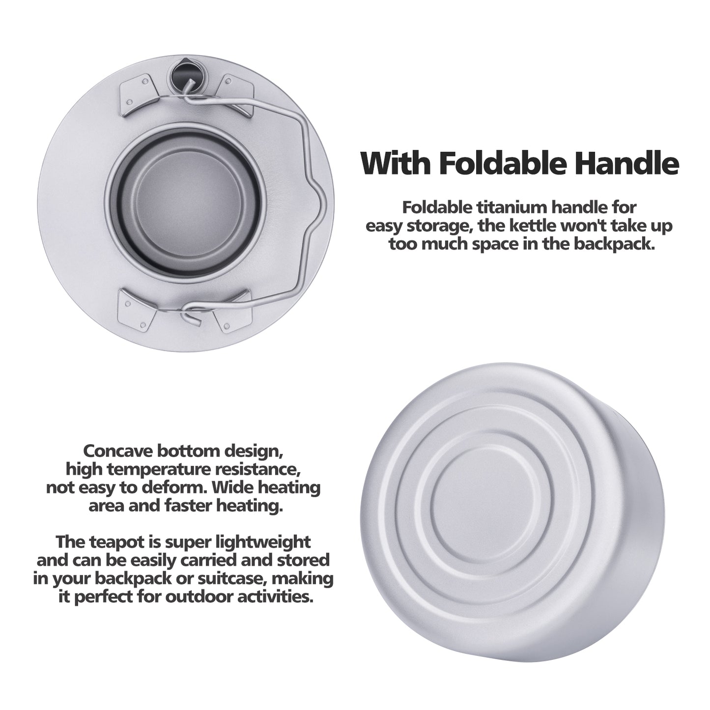 Boundless Voyage Titanium Kettle 700ml with Strainer – Ultralight Camping Pot with Folding Handle for Open Fire & Bushcraft