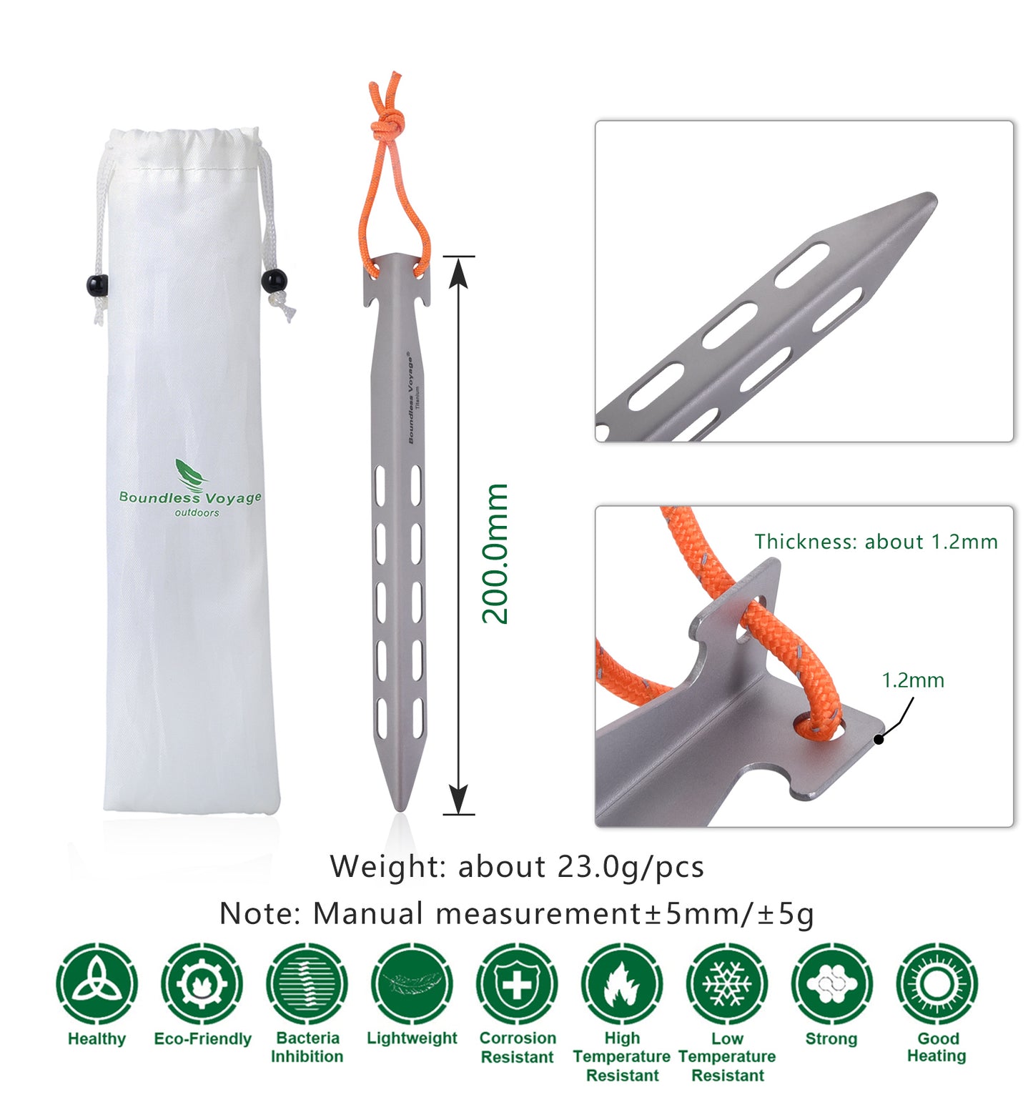 Boundless Voyage Titanium Tent Stakes Pegs Nails Outdoor Camping Ultralight Awning Canopy Accessories 8 pieces