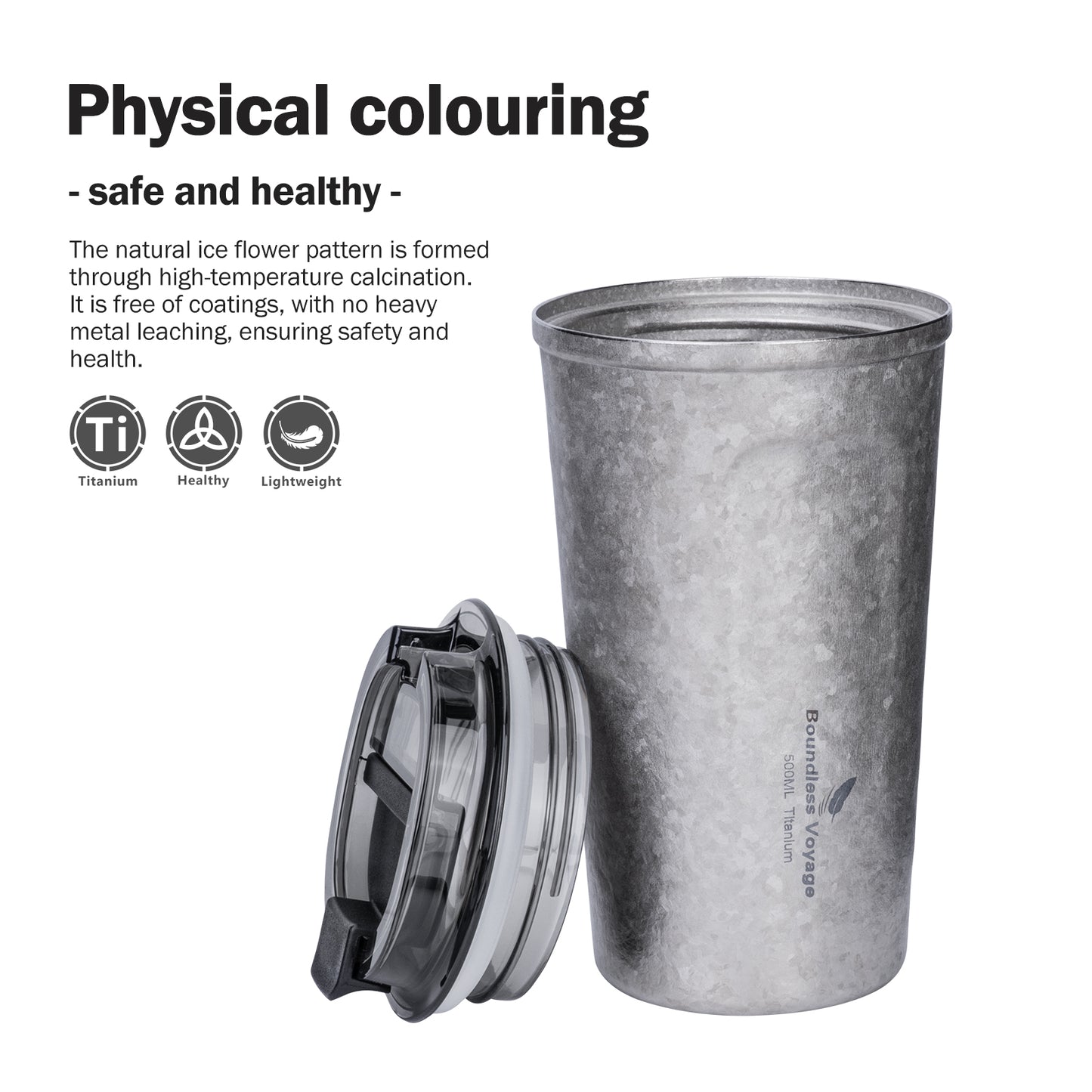 Boundless Voyage Titanium Thermos Bottle with Lid Double-Walled Insulated Water Mug 500ml