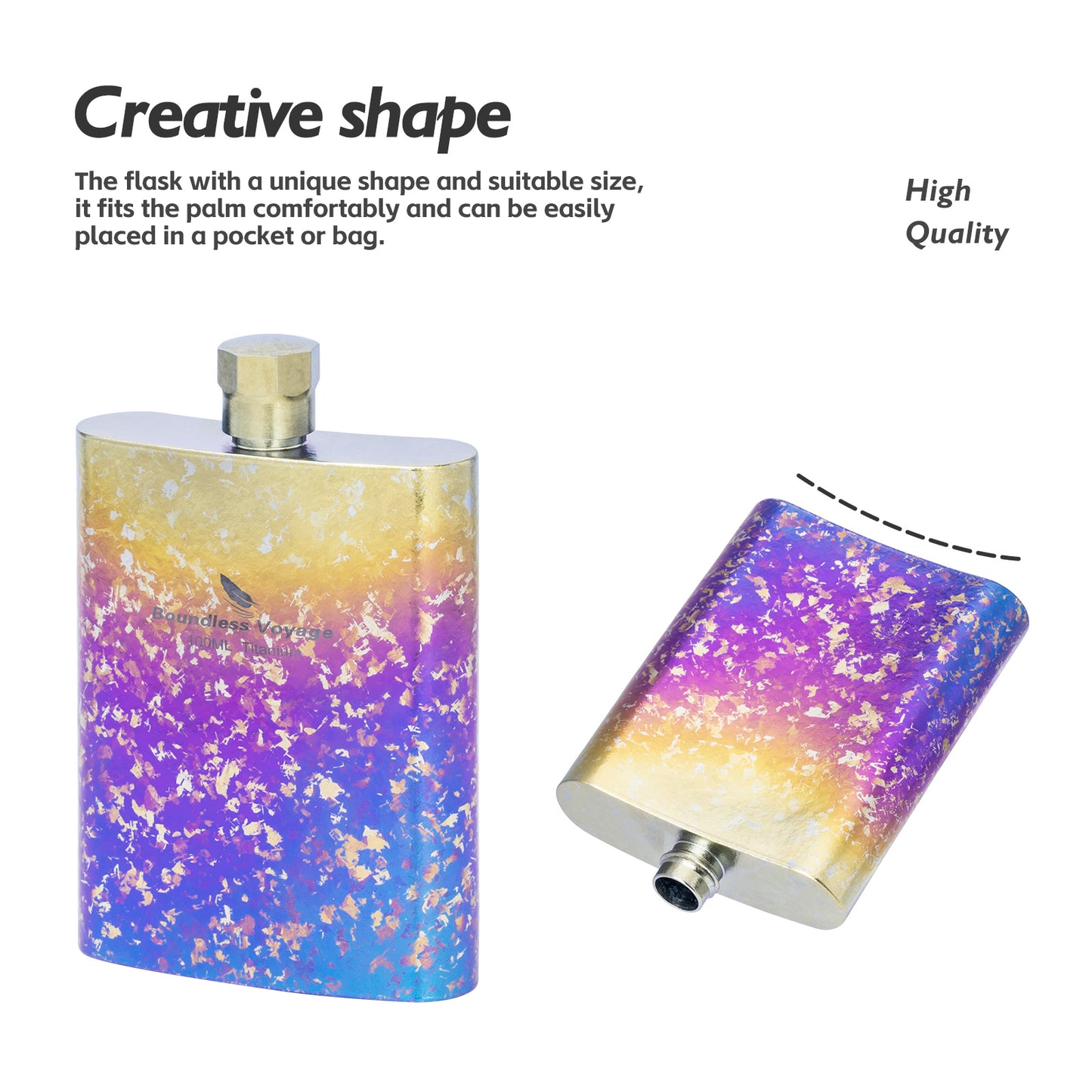 Boundless Voyage Titanium Colorful Flask Ultralight Mini Ti Flagon for Outdoor Travel Water Juice Whiskey Wine Pot Bottle 100ml