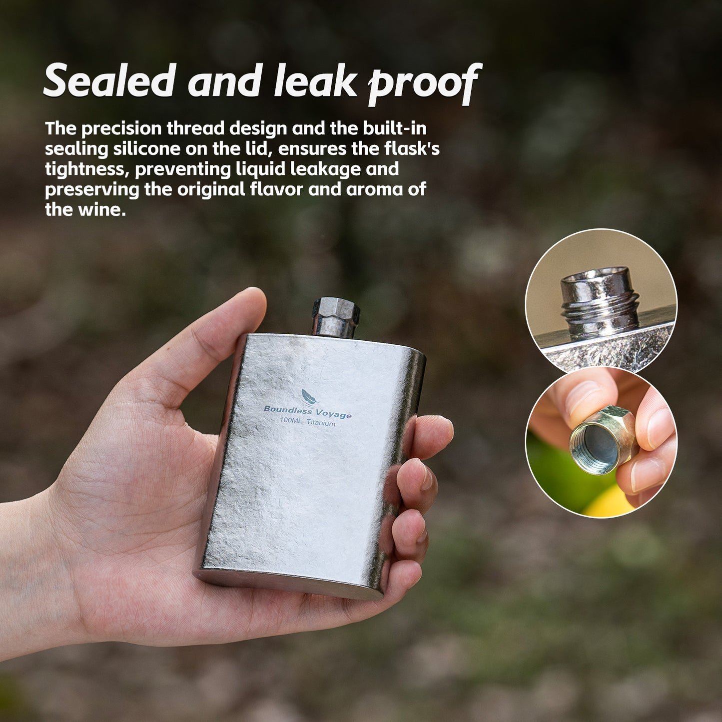 Boundless Voyage 100ml Colorful Titanium Flask – Ultralight Mini Ti Bottle for Whiskey, Wine, Water & Outdoor Travel