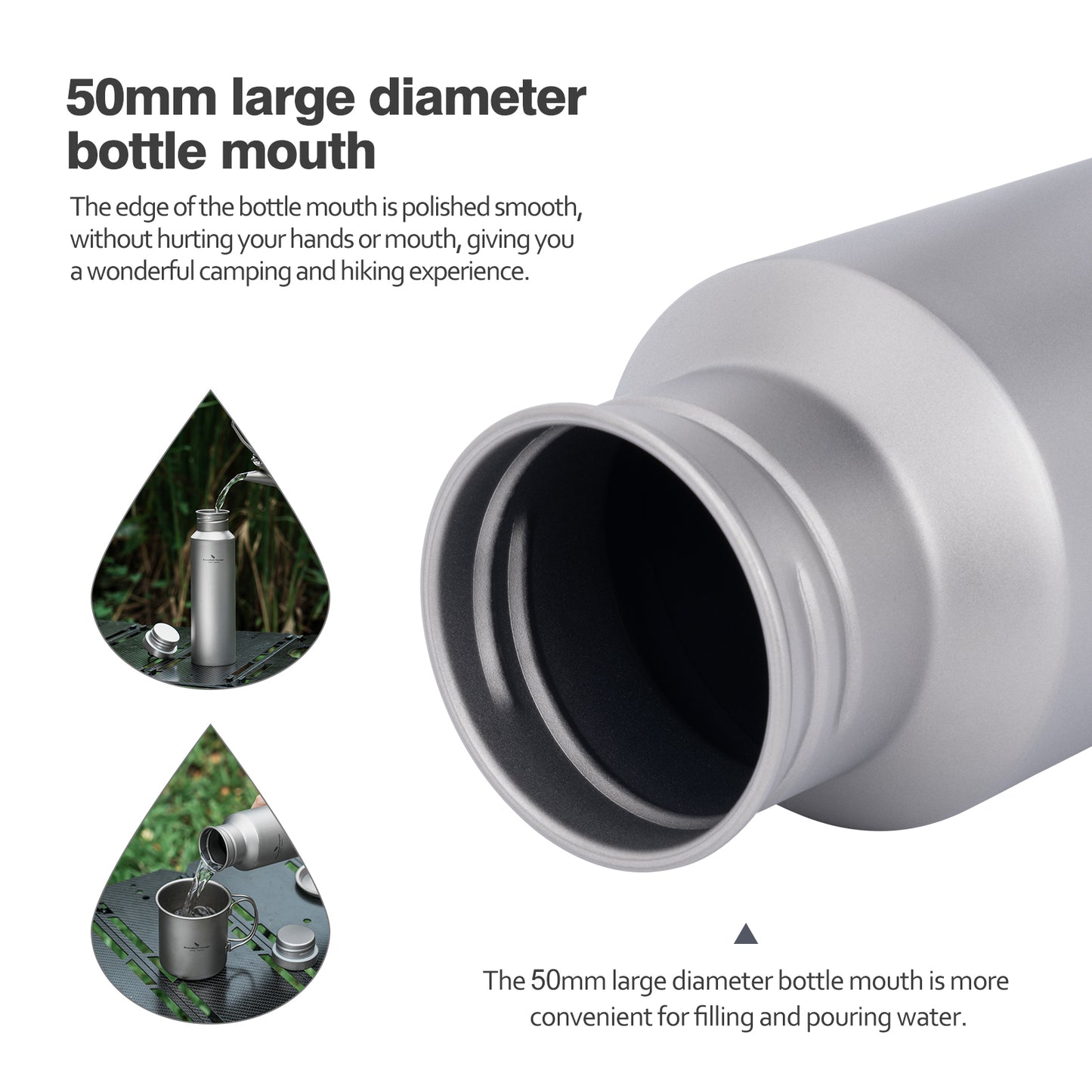 Boundless Voyage 550ml Titanium Water Bottle with Lid | Wide Mouth Leak-Proof Reusable Sport Bottle for Tea, Coffee, Camping & Hiking | Eco-Friendly Christmas & Thanksgiving Gift