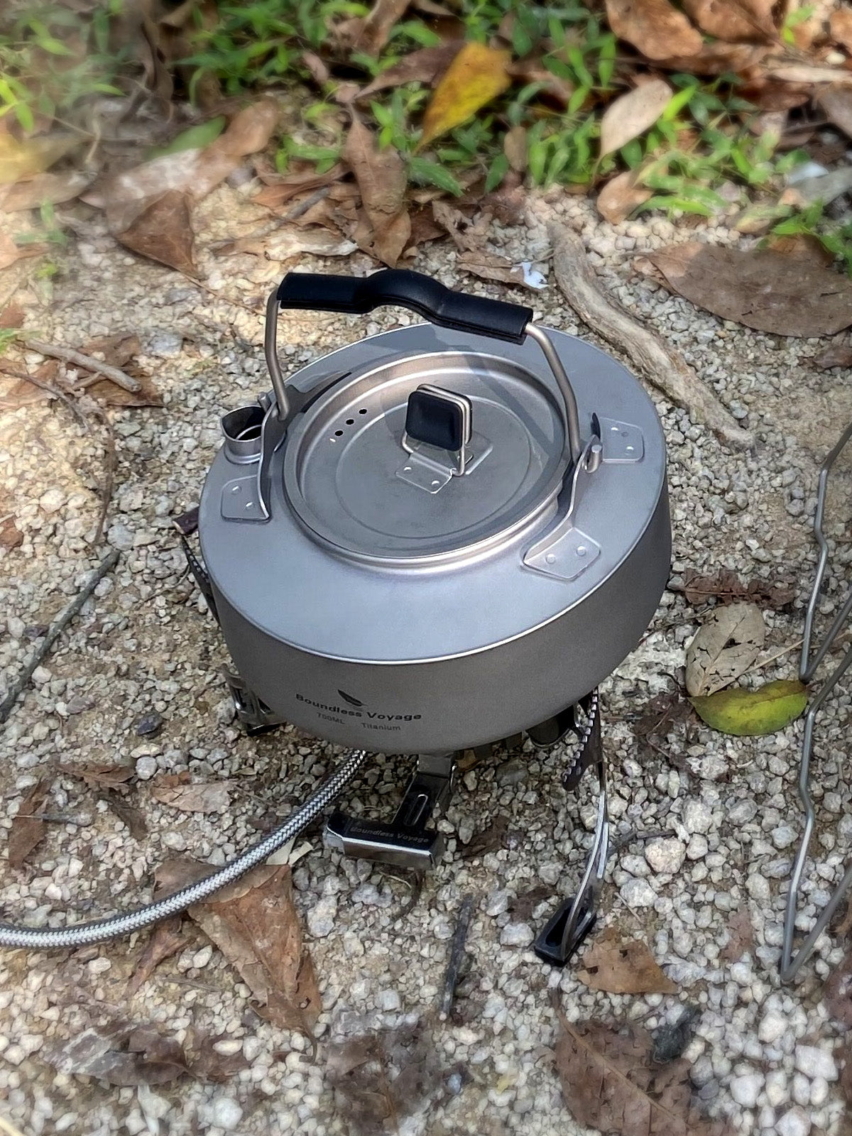 Boundless Voyage 700ml Titanium Camping Kettle – Ultralight Teapot with Folding Handle for Outdoor Cooking & Boiling Water